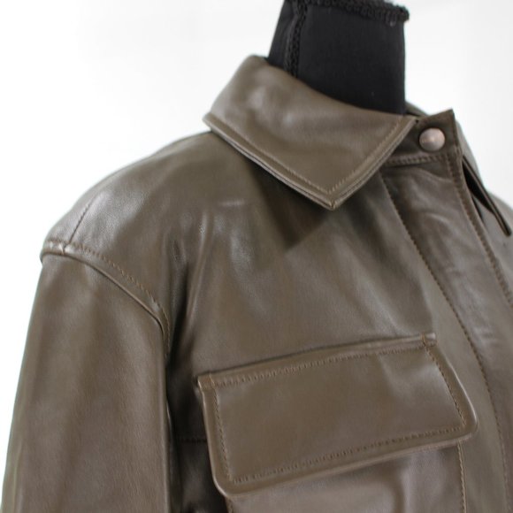 Anine Bing Monroe Buttery Soft Leather Belted Jacket Coat Dark Green X-Small NEW - Picture 4 of 11